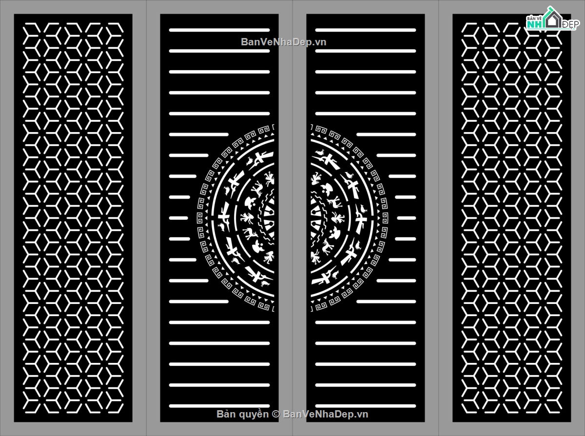 Cổng 4 cánh,cổng 4 cánh cnc,file dxf cổng 4 cánh